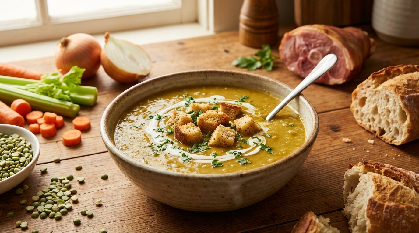 Split Pea Soup Recipe High Fiber - appetizing bowl with colorful ingredients for natural nutrition
